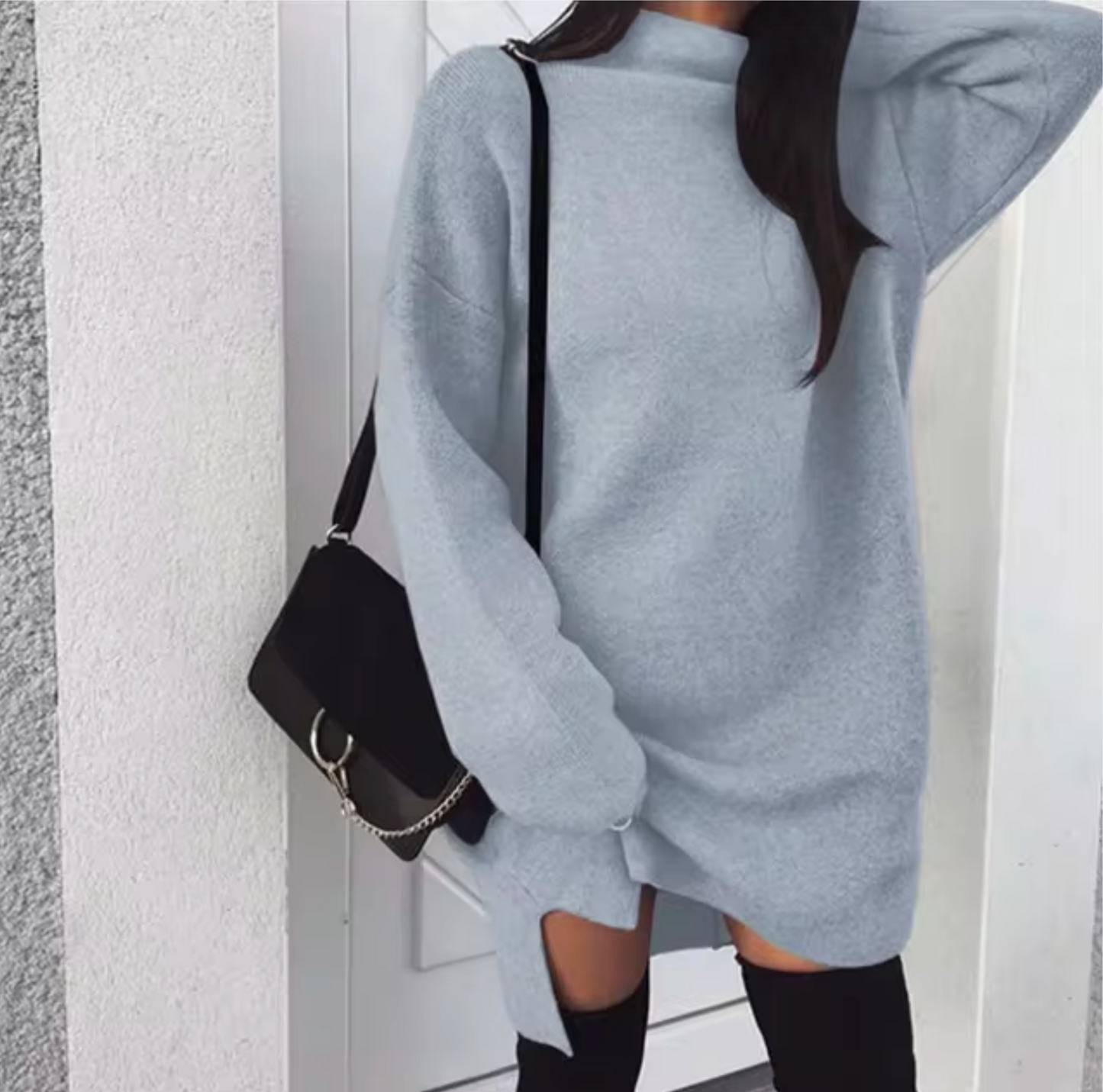 Lena - Strickpullover-Kleid Kaschmir für Damen mit lässigem