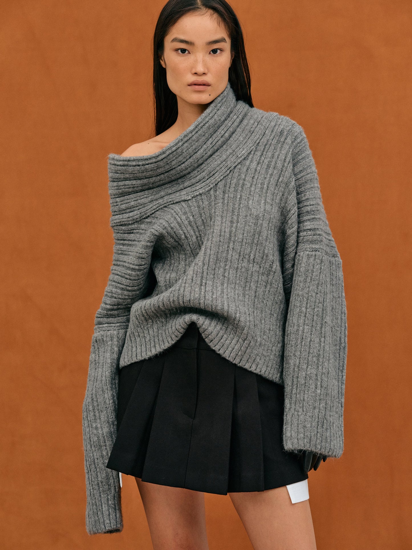Yara - Damen Oversize Strickpullover mit Off-Shoulder Design