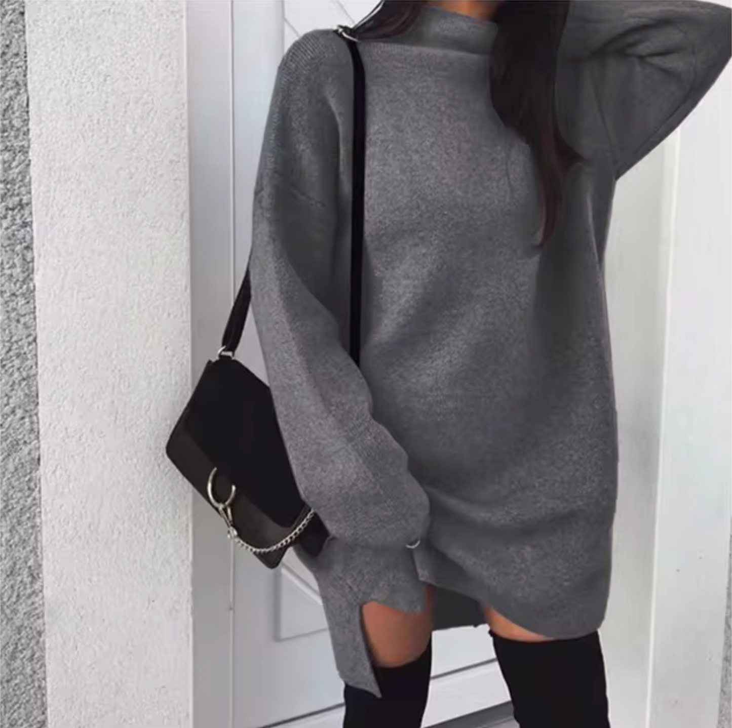 Lena - Strickpullover-Kleid Kaschmir für Damen mit lässigem