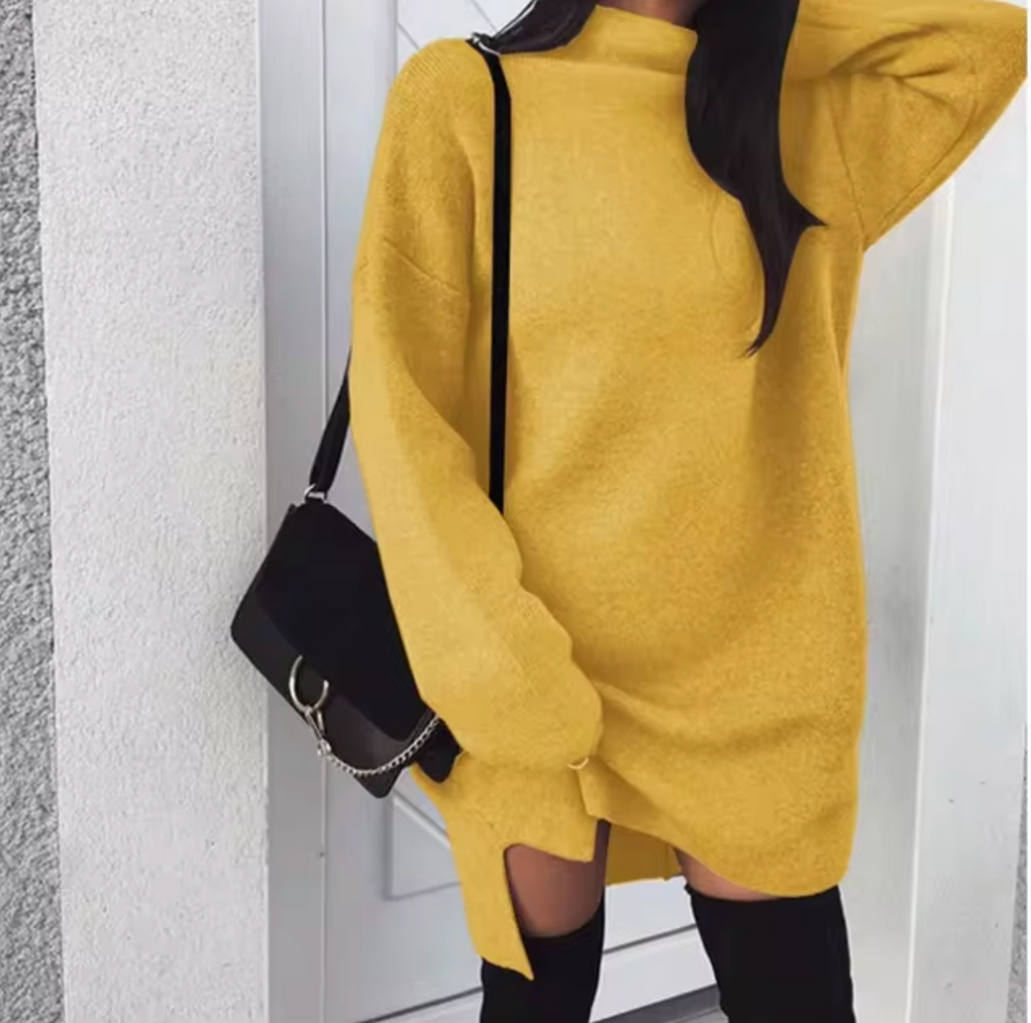 Lena - Strickpullover-Kleid Kaschmir für Damen mit lässigem