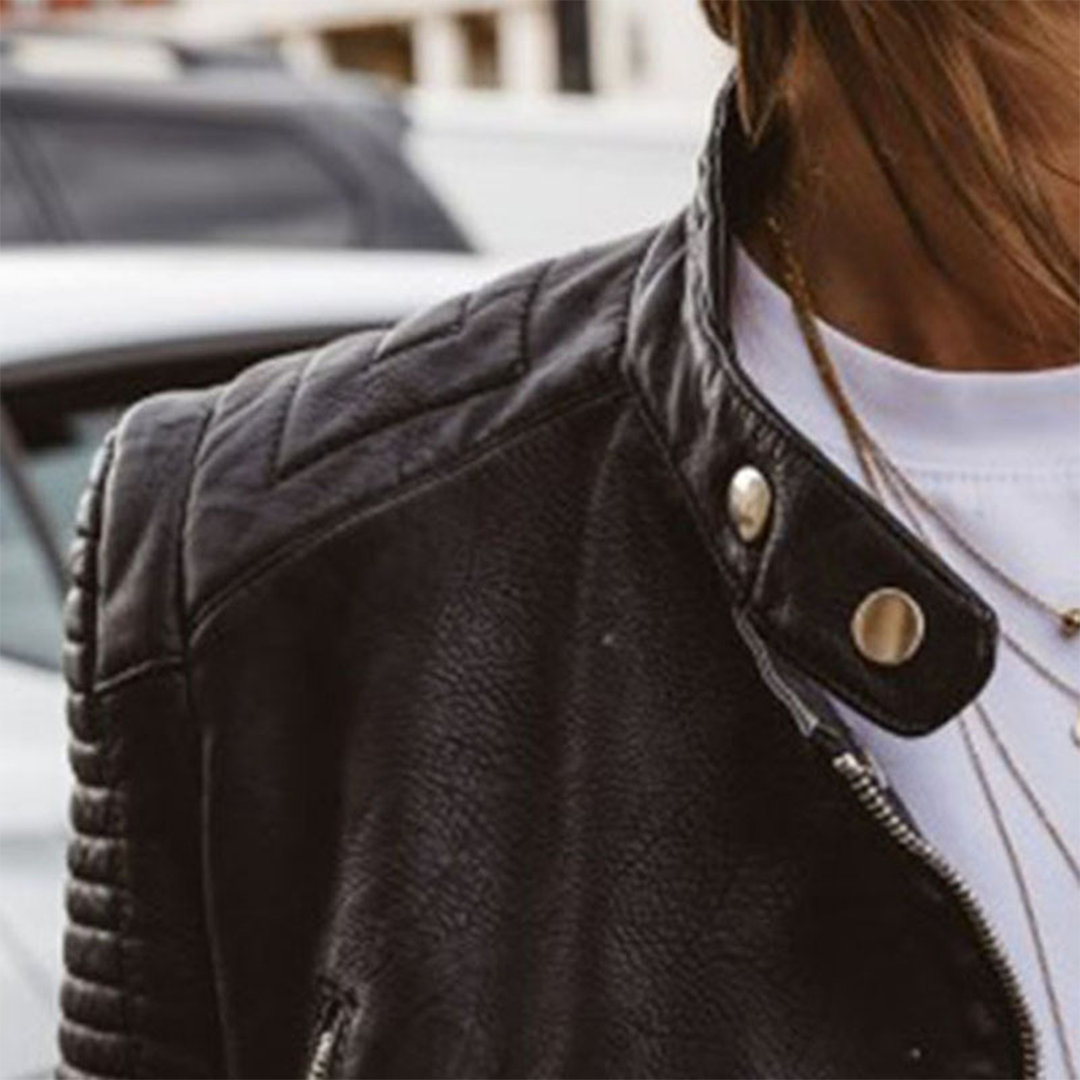 Lea – Damen Lederjacke mit Stehkragen und Reißverschluss