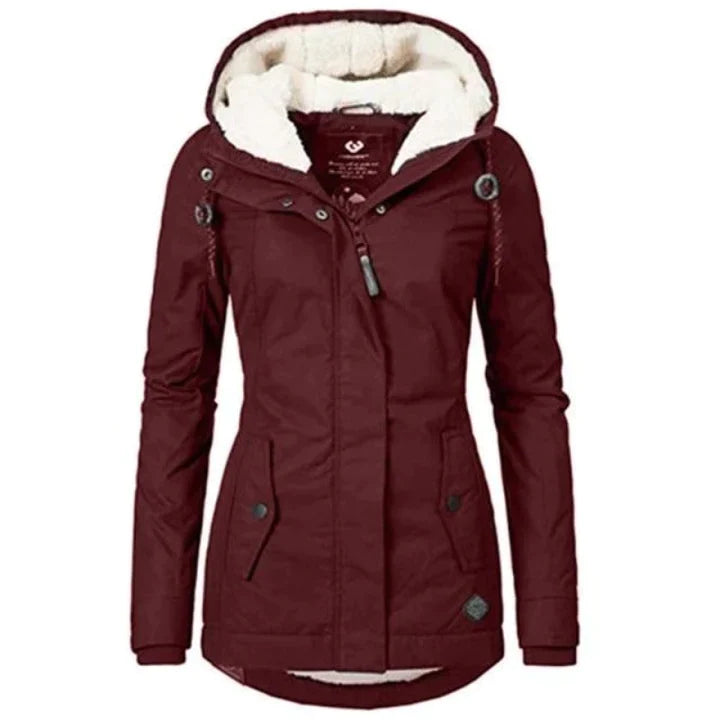 Sofia – Winterjacke Damen mit Kapuze und Fellfutter