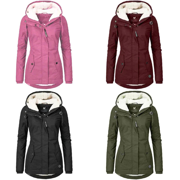 Sofia – Winterjacke Damen mit Kapuze und Fellfutter