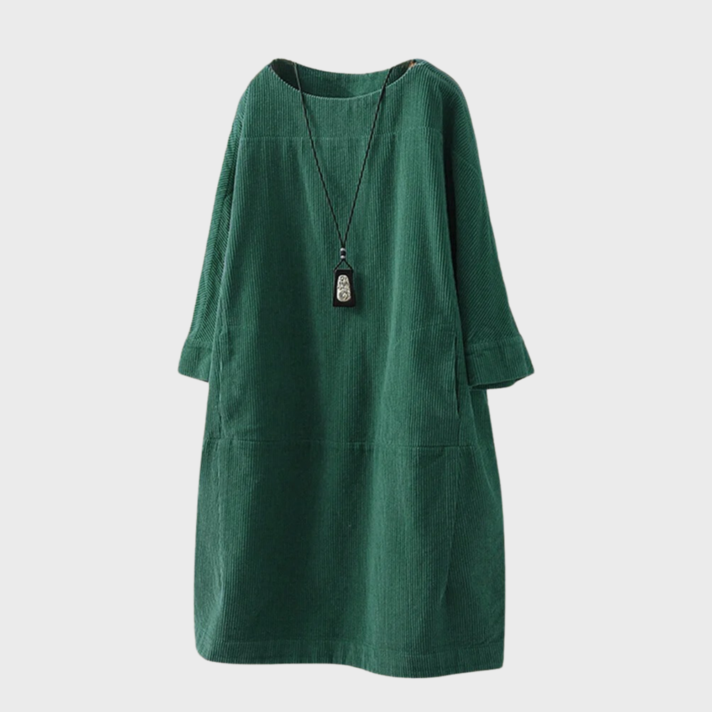 Amelie – Damen Cordkleid mit Ärmeln und lockerer Passform
