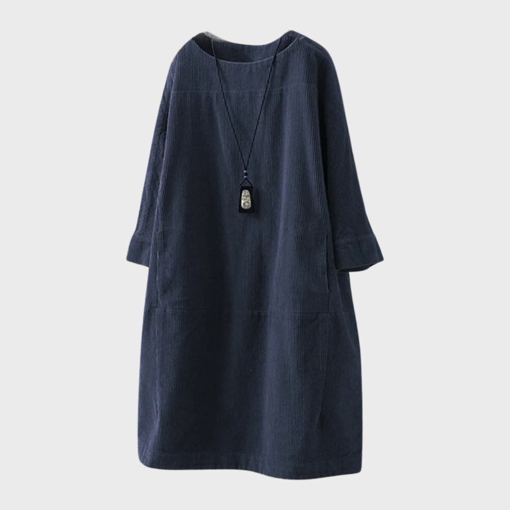 Amelie – Damen Cordkleid mit Ärmeln und lockerer Passform