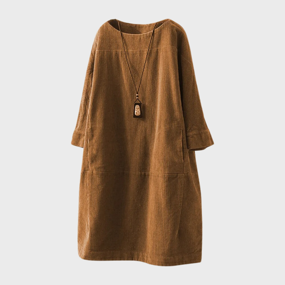 Amelie – Damen Cordkleid mit Ärmeln und lockerer Passform