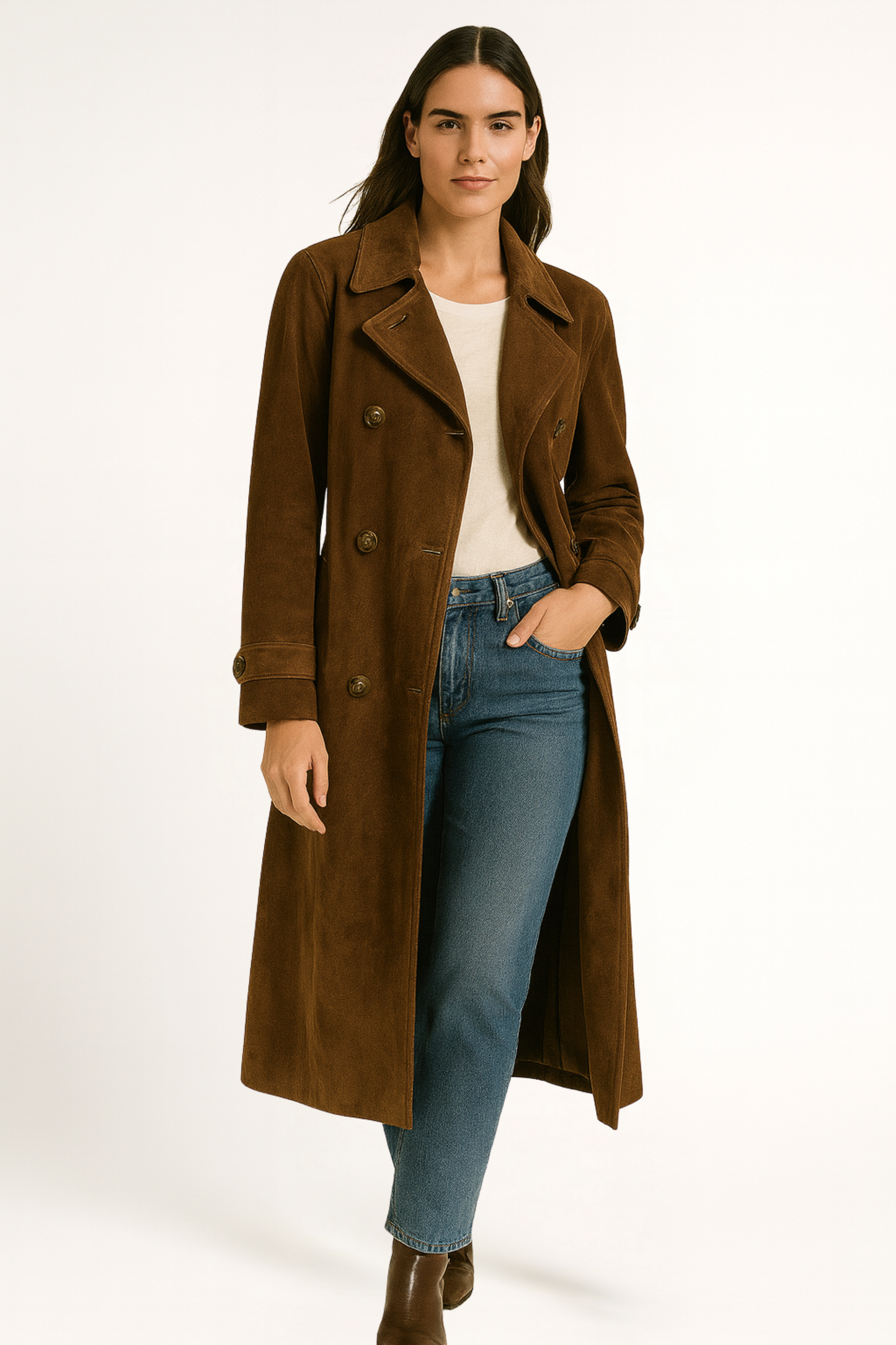 Carla - Damen Trenchcoat mit Doppelknopfreihe