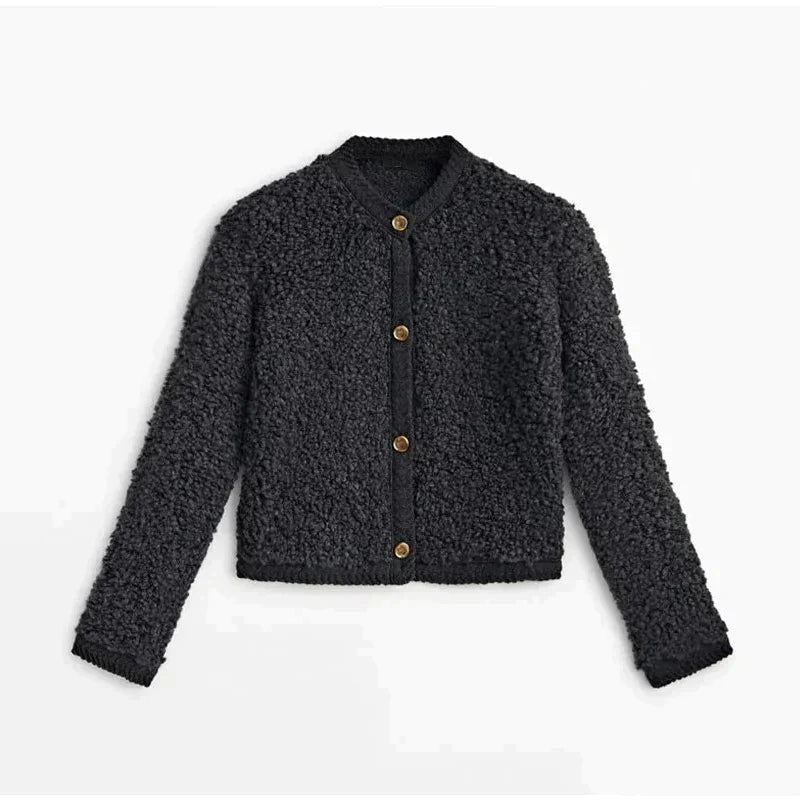 Alessia - Damen Teddyjacke mit Knopfleiste