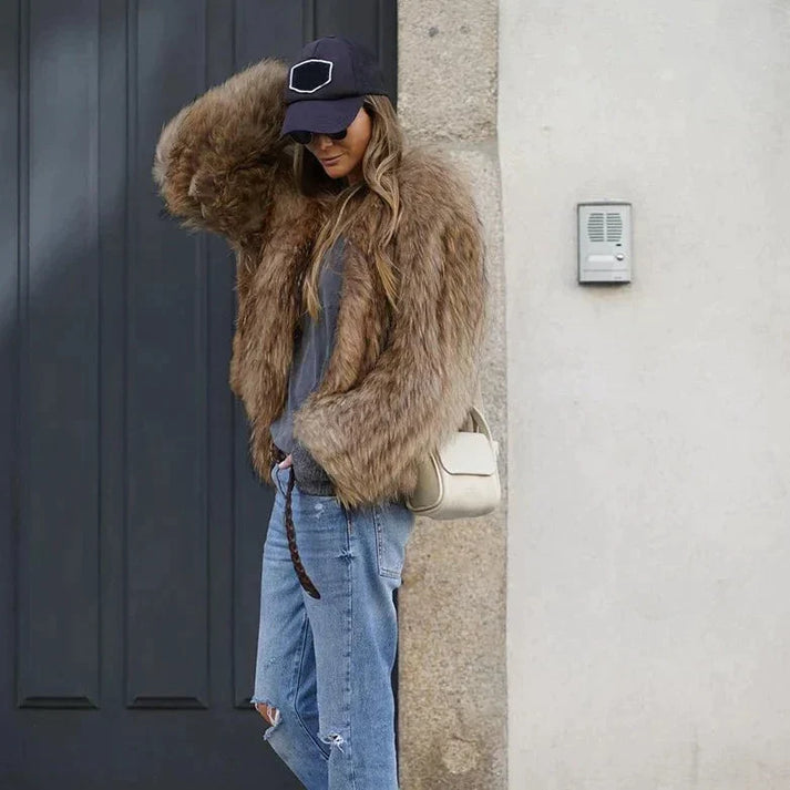 Maya – Damen Kunstpelzjacke mit langem Felllook