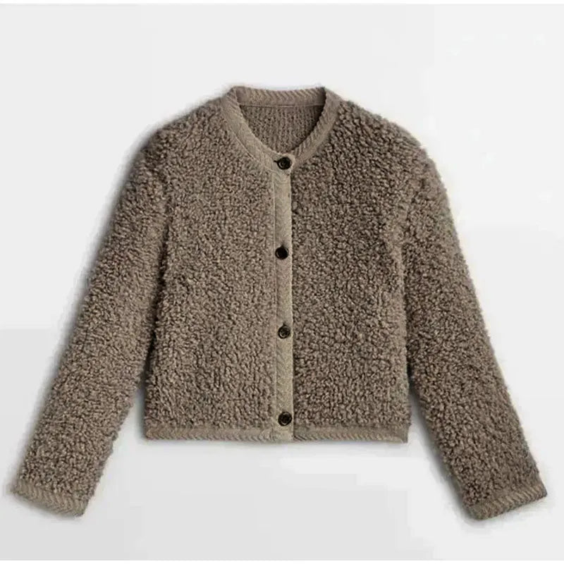 Alessia - Damen Teddyjacke mit Knopfleiste