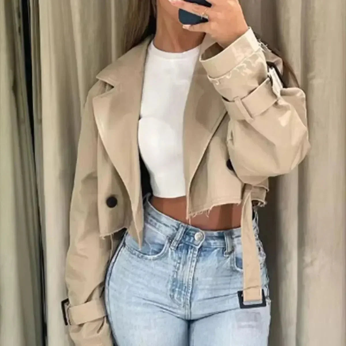 Clara - Kurze Baumwolle Trenchjacke für Damen