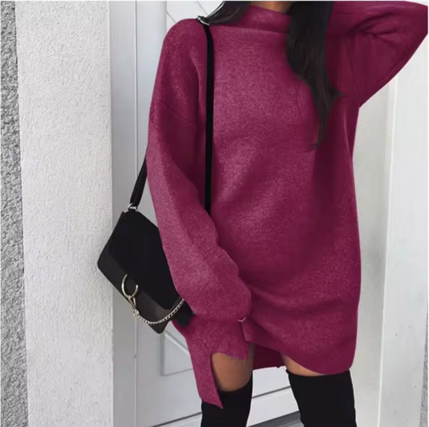 Lena - Strickpullover-Kleid Kaschmir für Damen mit lässigem