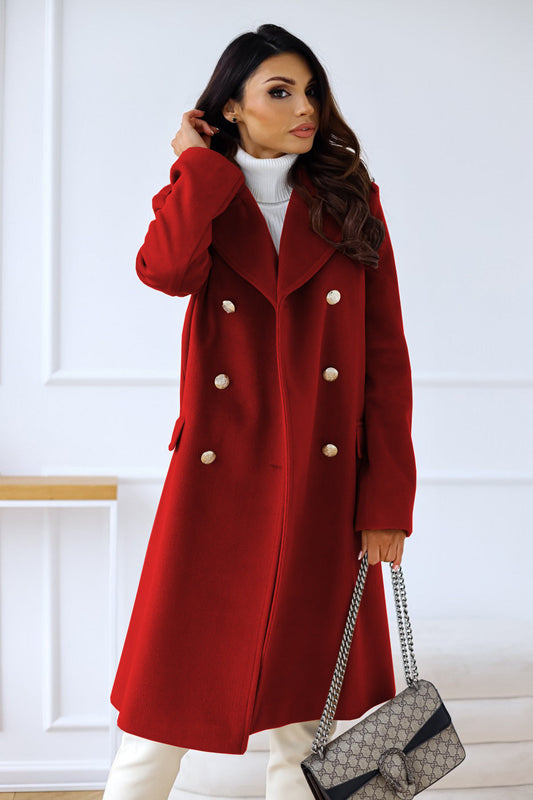 Selina – Damen wolle wintermantel mit Doppelreiher