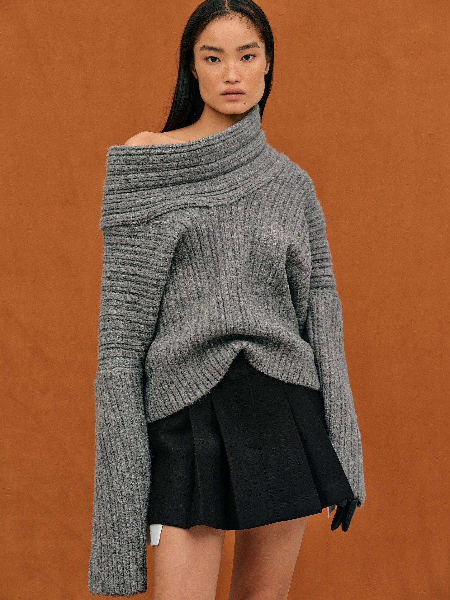 Yara - Damen Oversize Strickpullover mit Off-Shoulder Design
