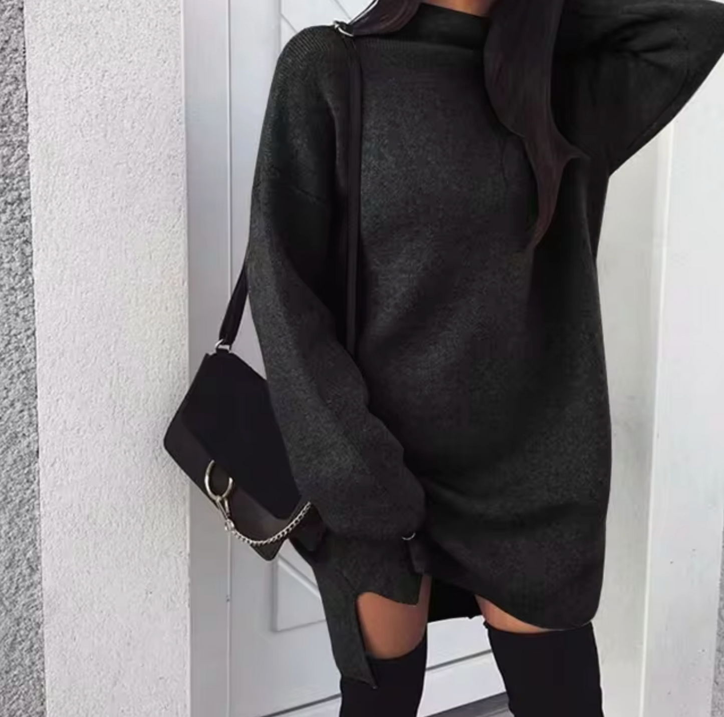 Lena - Strickpullover-Kleid Kaschmir für Damen mit lässigem