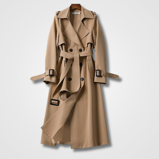 Clara – Trenchcoat für Damen mit Gürtel und Doppelreiher