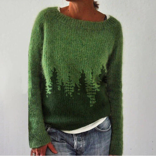Sylva – Damen Pullover mit Waldmotiv
