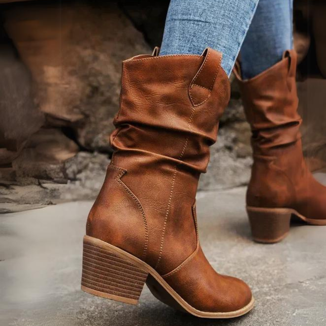 Savanna – Damen Leder-Stiefeletten im Western-Stil