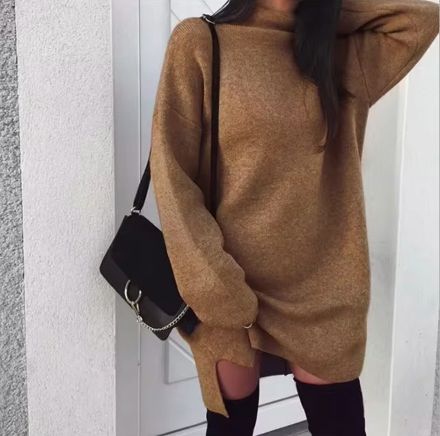 Lena - Strickpullover-Kleid Kaschmir für Damen mit lässigem