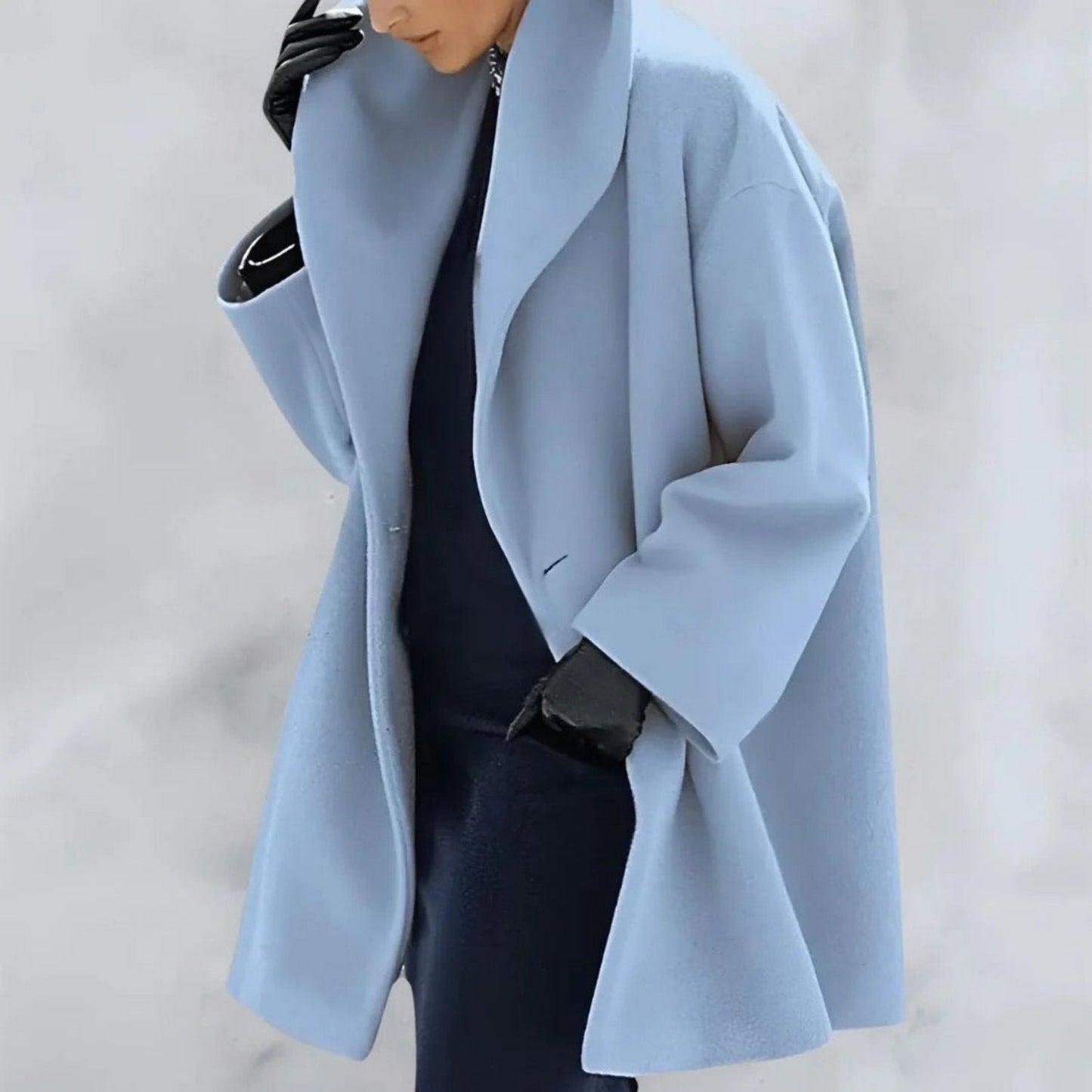 Elena - Abrigo oversize azul pastel para mujer moderno y sofisticado