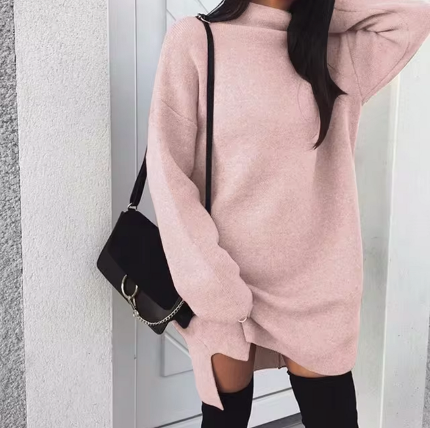 Lena - Strickpullover-Kleid Kaschmir für Damen mit lässigem