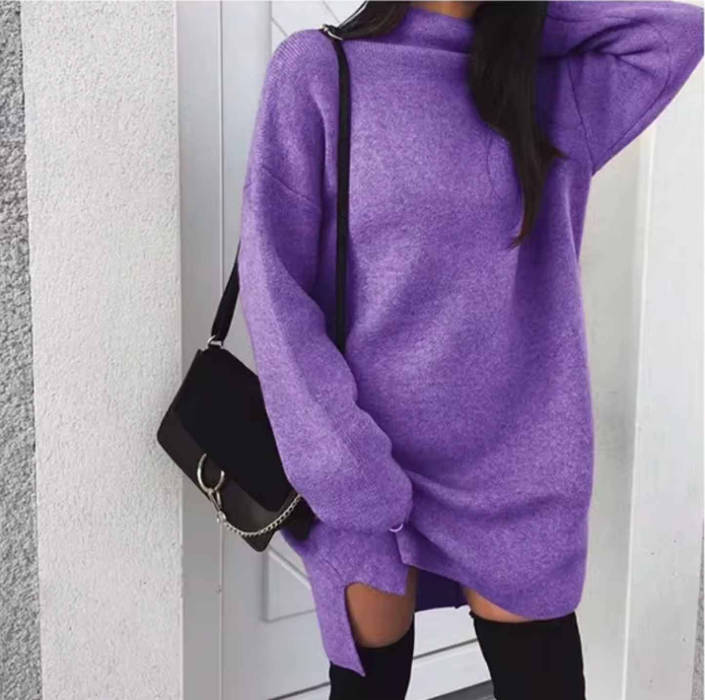Lena - Strickpullover-Kleid Kaschmir für Damen mit lässigem
