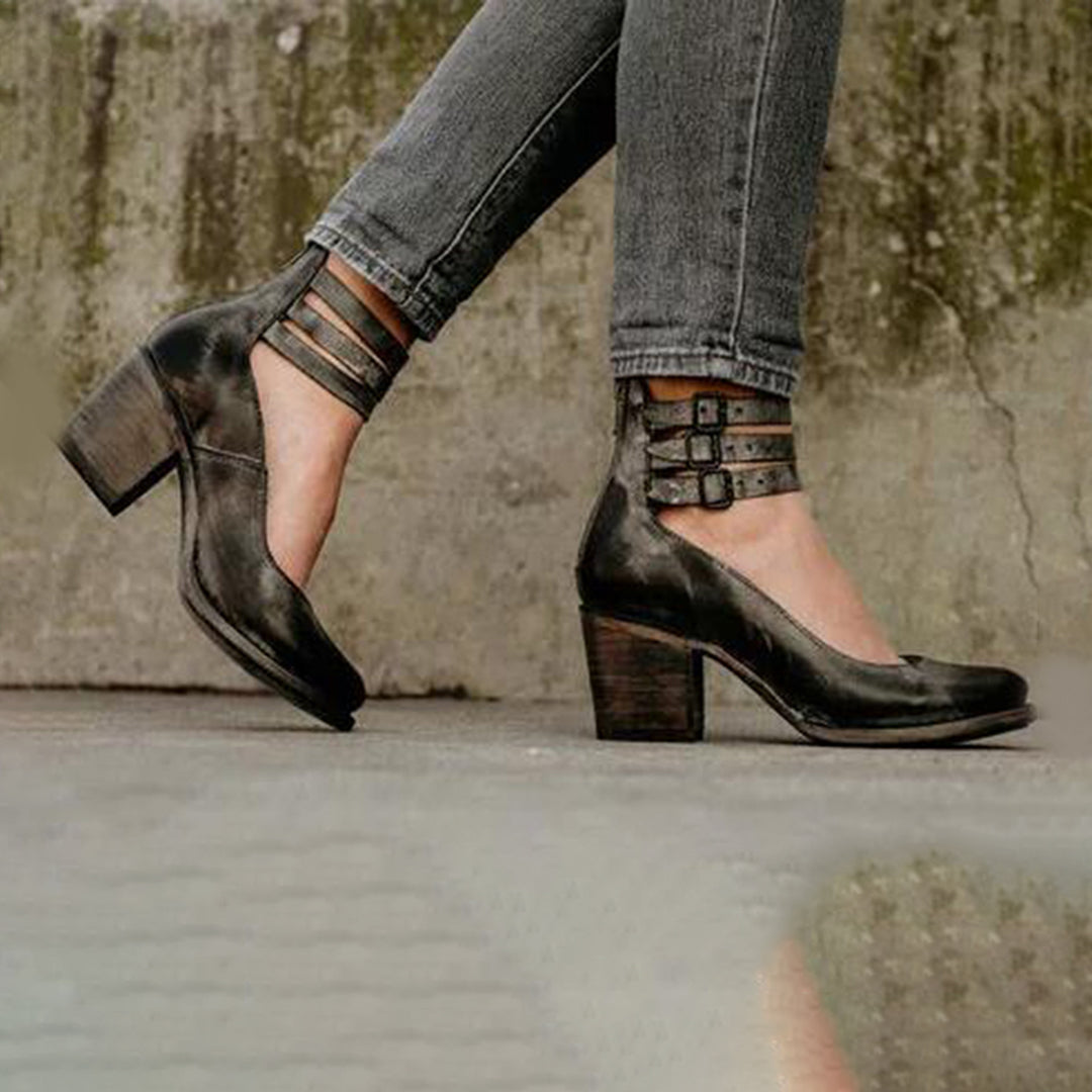 Valencia – Damen Leder-Pumps mit Doppelriemen