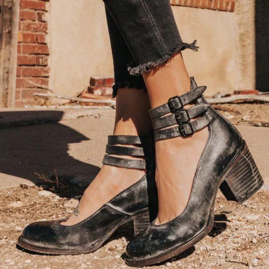 Valencia – Damen Leder-Pumps mit Doppelriemen