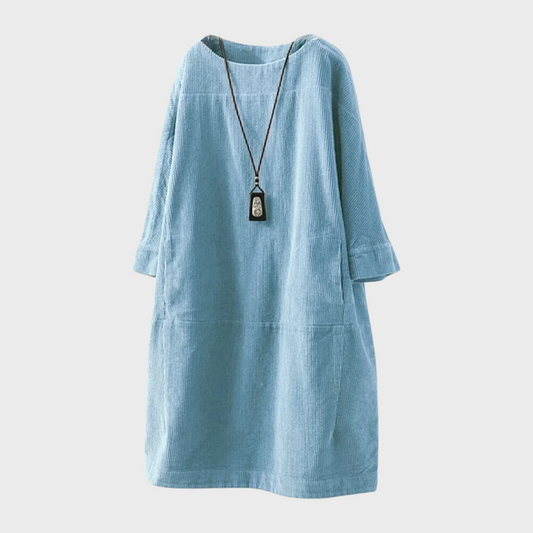 Amelie – Damen Cordkleid mit Ärmeln und lockerer Passform