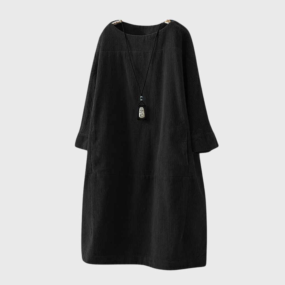 Amelie – Damen Cordkleid mit Ärmeln und lockerer Passform