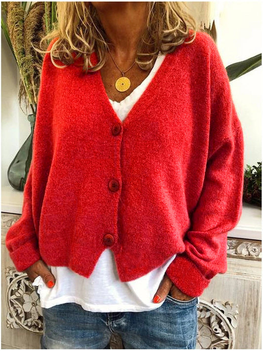 Mara - Damen Strick Cardigan V-Ausschnitt lässig bequem