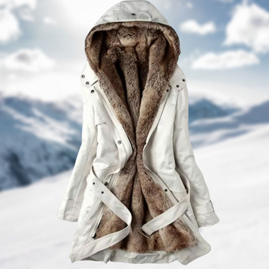 Alpenlux – Damen Winterparka mit luxuriösem Kunstpelzfutter und Taillengürtel