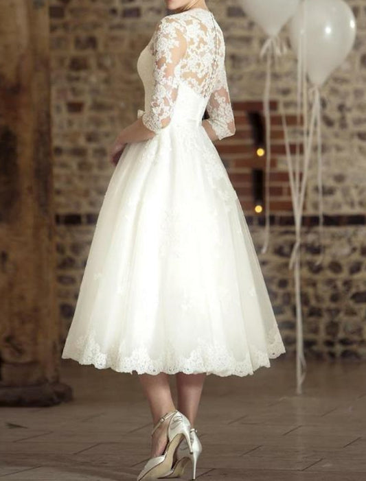 Elena – Damen Brautkleid Teelänge Spitze