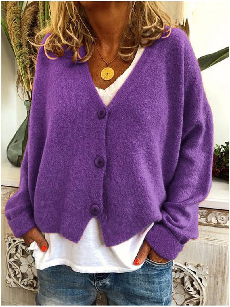 Mara - Damen Strick Cardigan V-Ausschnitt lässig bequem