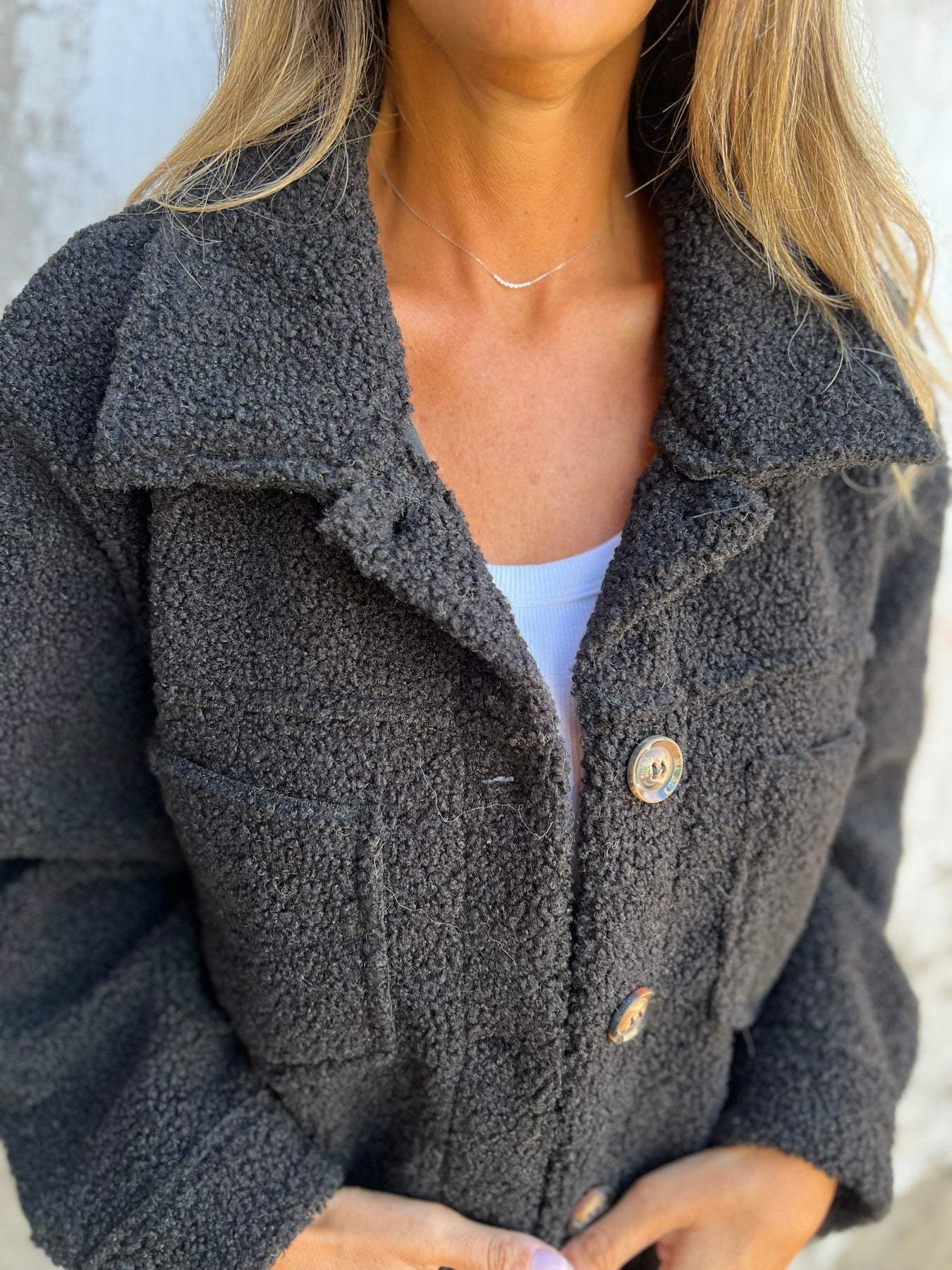 Sofia - Damen Teddyjacke Knopfleiste warm bequem