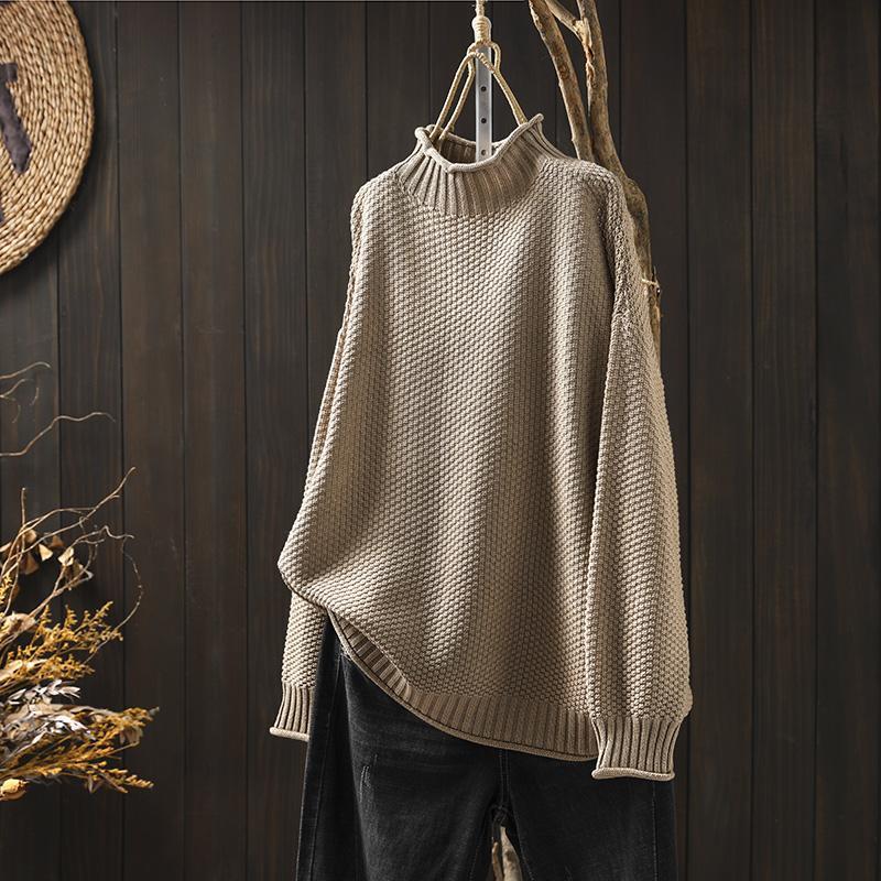 Nina - Damen Strickpullover mit Stehkragen