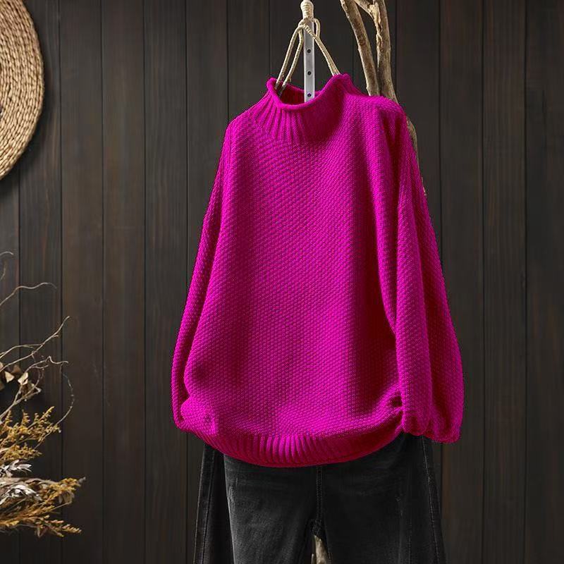 Nina - Damen Strickpullover mit Stehkragen