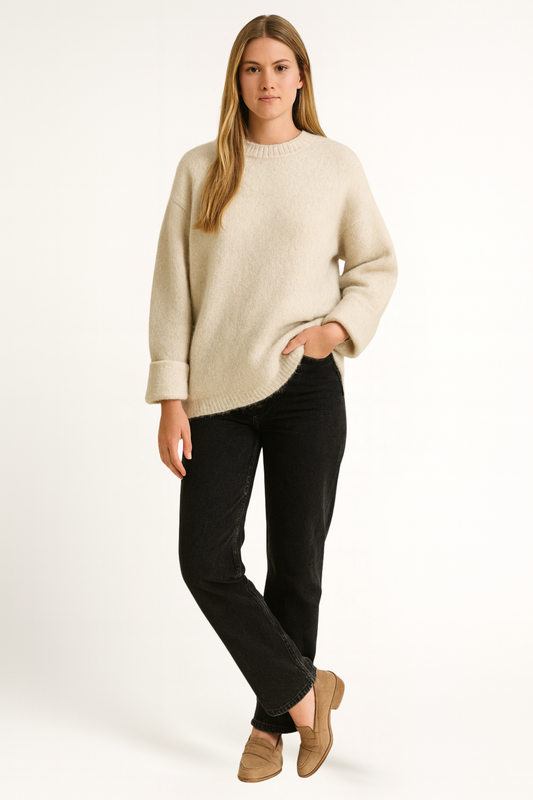 Clara - Damen Strickpullover mit Rundhalsausschnitt