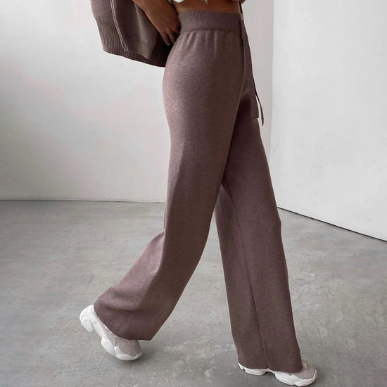Lena - Damen Strickset mit Rollkragenpullover und Hose gemütlich
