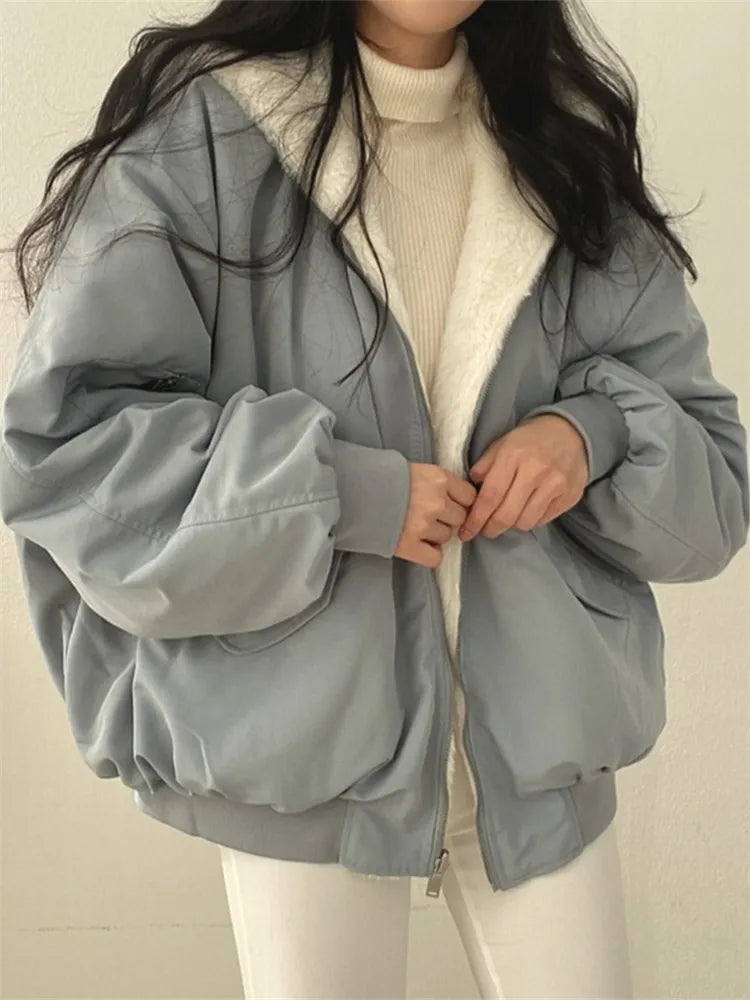 Samira - Damen Oversize Winterjacke mit Fellfutter