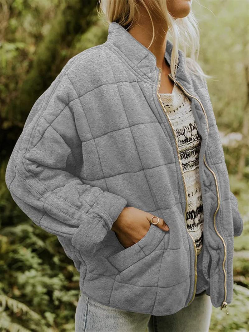 Sofia – Gesteppe Winterjacke mit Reißverschluss und Seitentaschen