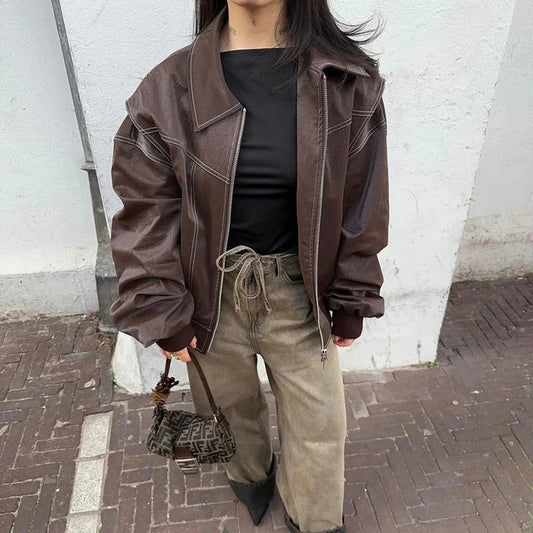 Lena - Damen Oversize Jacke mit Reißverschluss