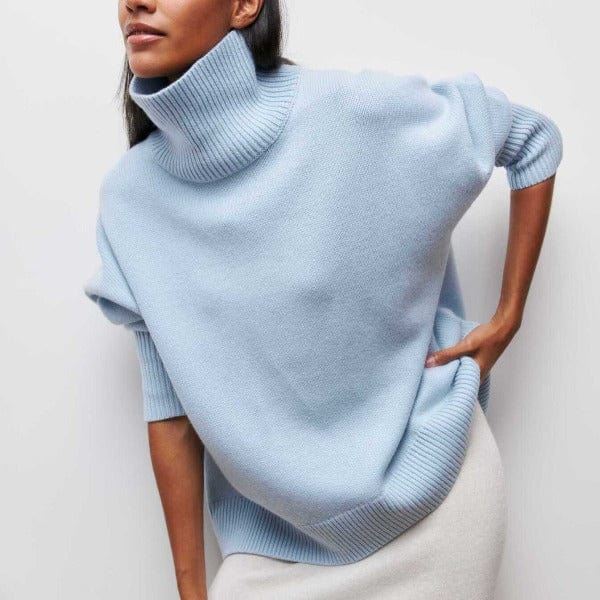 Camila - Jersey oversize de cuello alto en color camel para mujer
