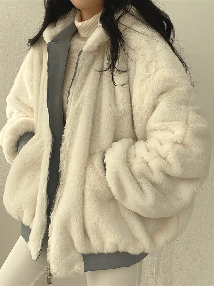 Samira - Damen Oversize Winterjacke mit Fellfutter