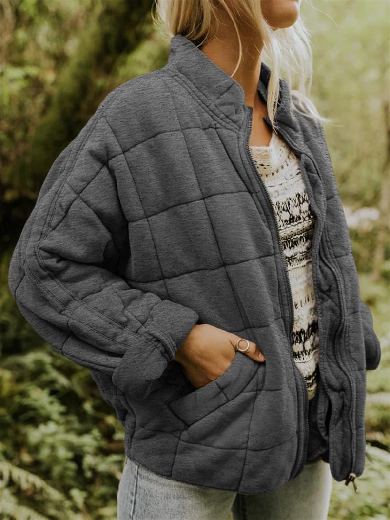 Sofia – Gesteppe Winterjacke mit Reißverschluss und Seitentaschen