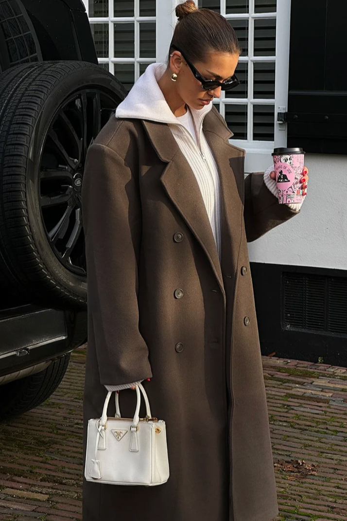 Amelie - Damen Oversize Mantel mit Doppelknopfreihe