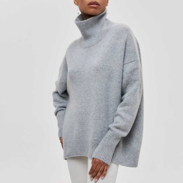 Camila - Jersey oversize de cuello alto en color camel para mujer