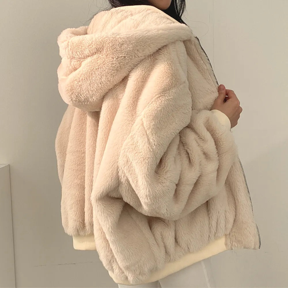 Samira - Damen Oversize Winterjacke mit Fellfutter