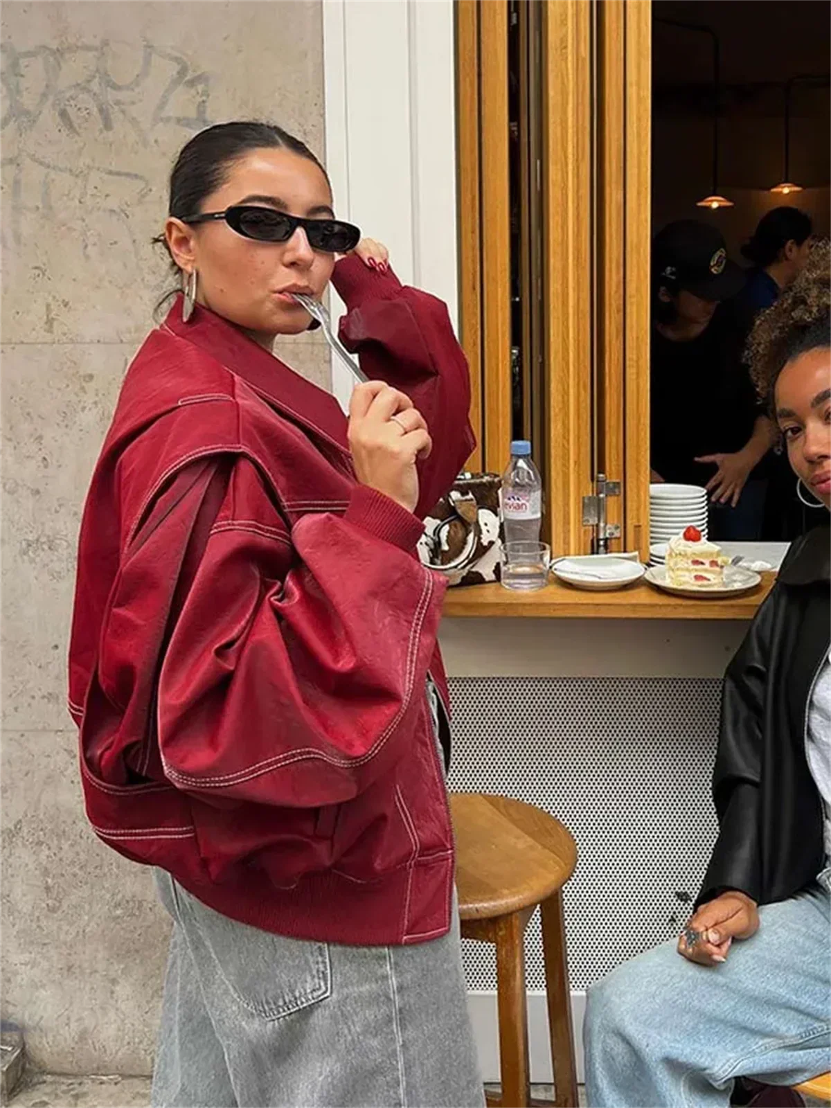 Lena - Damen Oversize Jacke mit Reißverschluss