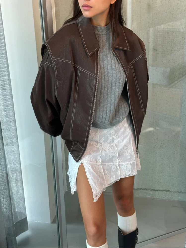 Lena - Damen Oversize Jacke mit Reißverschluss